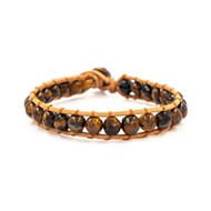 Bracelet FELID en pierres naturelles d'Oeil de tigre et cuir véritable