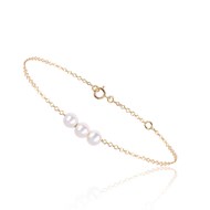 Bracelet chaine en or 18 carats et 3 perles blanches - Be Jewels!