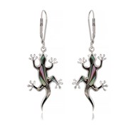 Boucles d'oreille Lézard en Nacre Abalone Sertie Argent 925