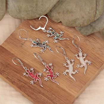 Boucles d'oreille Lèzard Nacre Abalone Argent 925 - Bijou unique et original | Aden