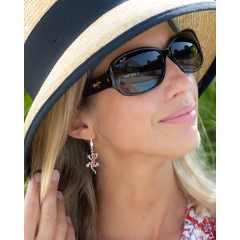 Boucles d'Oreille Lézard en Corail & Argent 925 - Design Exotique | Aden