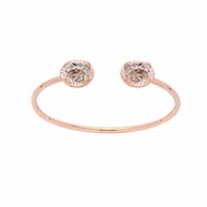 Bracelet jonc argent rose cristal poudre