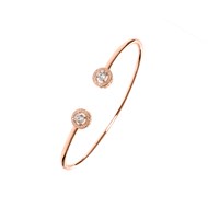 Bracelet jonc argent solitaire serti rose