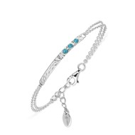 Bracelet argent rhodie barette pierres turquoise