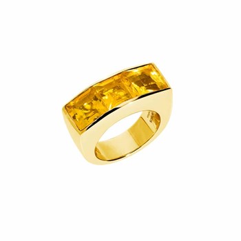 Bague Seth Argent Doré Pierre Carré Quartz Citrine