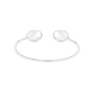 Bracelet jonc argent rhodié cristal blanc