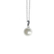 Collier Argent 925 rhodié perle d'imitation blanche haute qualité diamètre 12mm