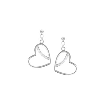 Gerhodineerd 925 sterling zilver en zirkoniumoxide hart oorbellen