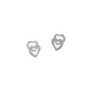 Boucles d'oreilles coeurs en argent 925 rhodié