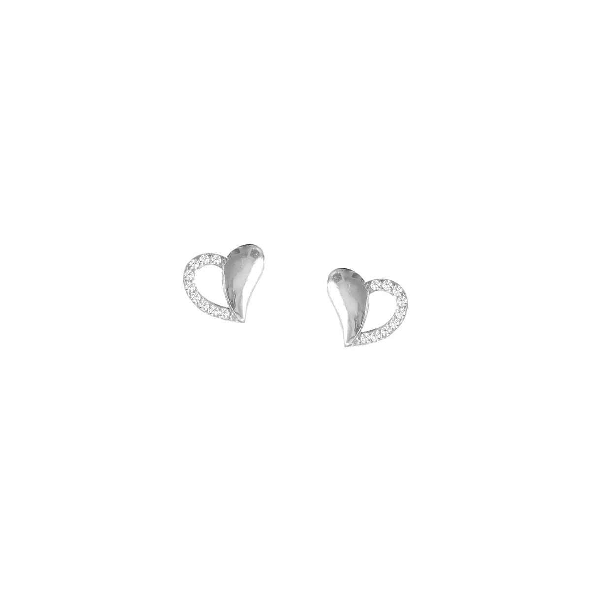 Boucles d'oreilles coeurs en argent 925 rhodié et oxydes de zirconium