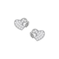 Boucles d'oreilles coeurs en argent 925 rhodié et oxydes de zirconium