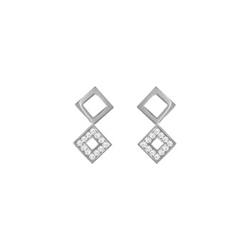 Gerhodineerd 925 zilver en zirkoniumoxide opengewerkte diamanten oorbellen