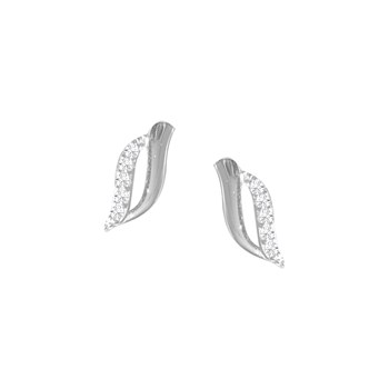 Gerhodineerd 925 sterling zilver en zirkoonoxide blad oorbellen