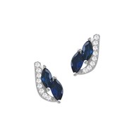 Boucles d'oreilles argent 925 rhodié et oxydes de zirconium bleu