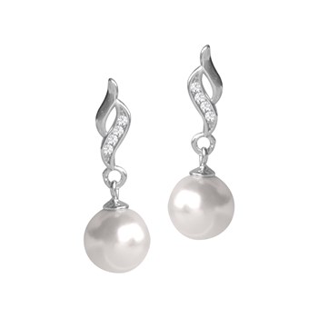 925 rhodium-plated silver earrings with fantasy pearl and zirconium oxides