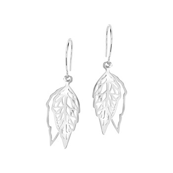 925 gerhodineerd zilveren opengewerkte blad oorbellen