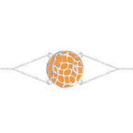 Bracelet en argent rhodié avec émail orange et oxydes de zirconium