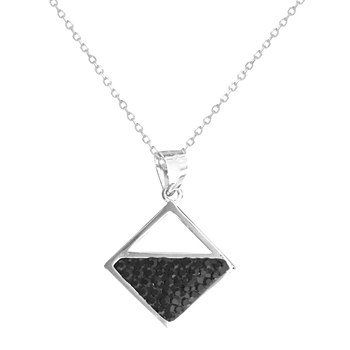 Black zirconium oxide necklace in rhodium-plated 925 silver