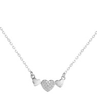 Collier coeur en argent 925 rhodié et oxydes de zirconium