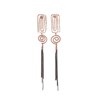 Boucles d'oreilles en plaqué or rose pendentif avec fil martelé à la main et chaînes - Bijou de créateur - vue V1