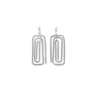 Boucles d'oreilles en plaqué argent avec crochet et martelé à la main en forme de parallélogramme - Bijou de créateur