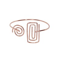 Bracelet rigide en plaqué or rose avec fil martelé à la main avec différentes textures - Bijou de créateur