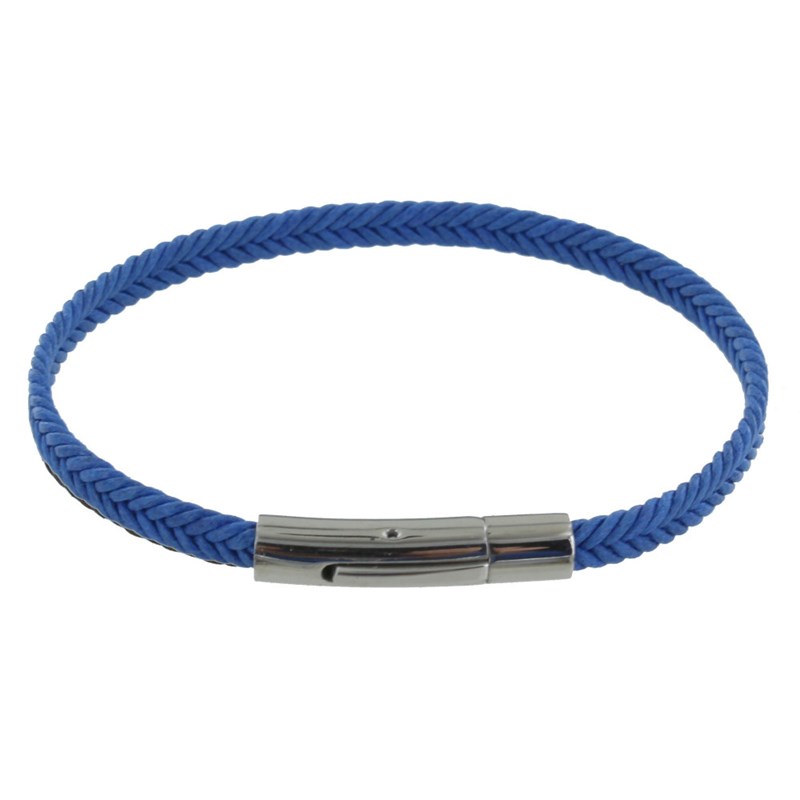 Bracelet Homme Tresse en Coton Bleu - taille 19 cm