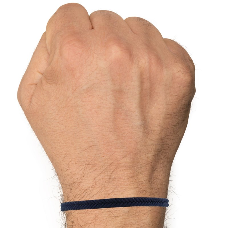 Bracelet Homme Tresse en Coton Bleu Foncé - taille 19 cm - vue 2