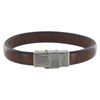 Bracelet Homme Cuir Marron Foncé Large Fermoir Acier Inoxydable - taille 18 cm - vue V1