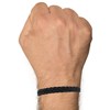 Bracelet Homme Cuir Noir Tréssé Plat Fermoir Acier Inoxydable - taille 23 cm - vue V2