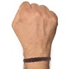 Bracelet Homme Cuir Marron Foncé Tréssé Plat Fermoir Acier Inoxydable - taille 19 cm - vue V2