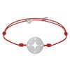 Bracelet Lien Médaille Argent 925 Ronde Rose des Vents - Rouge - vue V1