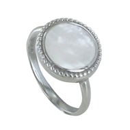 Bague Argent Rond de Nacre Ivoire