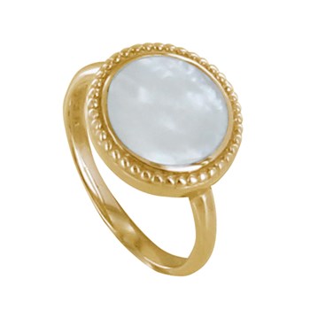 Vergulde Ivory Ronde Parelmoer Ring