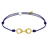 Bracelet Lien Plaqué Or Petites Menottes - Bleu Navy