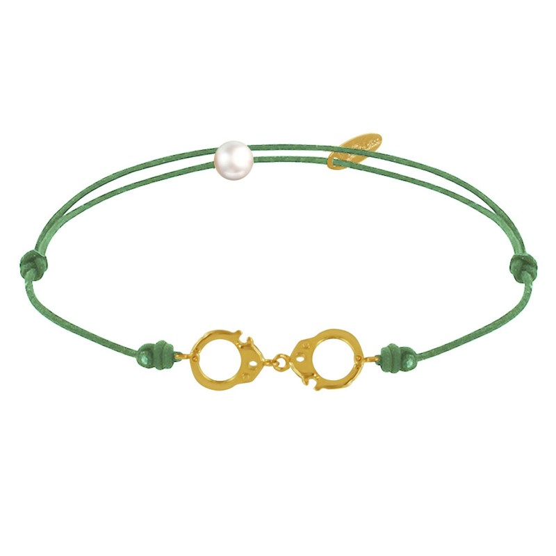 Bracelet Lien Plaqué Or Petites Menottes - Vert