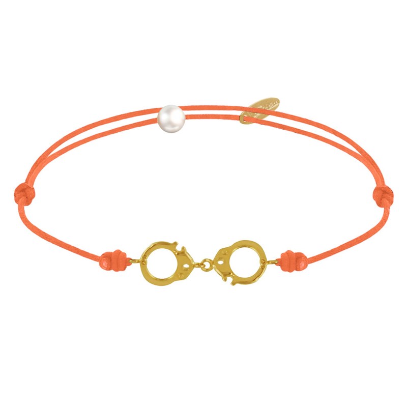 Bracelet Lien Plaqué Or Petites Menottes - Orange
