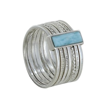 Bague Argent 925 Semainier et Rectangle de Larimar