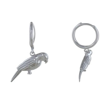 Boucles d'Oreilles Argent 925 Rhodié Petites Créoles et Perroquet