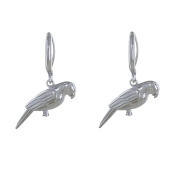 Boucles d'Oreilles Argent 925 Rhodié Petites Créoles et Perroquet
