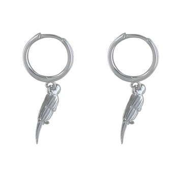 Boucles d'Oreilles Argent 925 Rhodié Petites Créoles et Perroquet