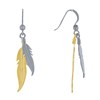 Boucles d'Oreilles Argent 925 et Argent Doré Deux Plumes - vue V1
