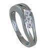 Bague Argent 925 Vague et Trois Strass - vue V1