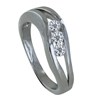 Bague Argent Vague et Trois Strass - vue V1