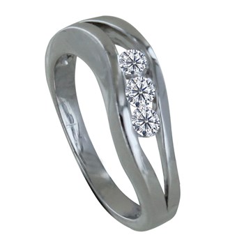 Bague Argent 925 Vague et Trois Strass