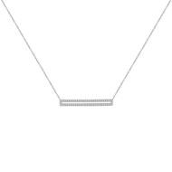 Collier Argent 925 Rhodié Rectangle Ajouré de Strass