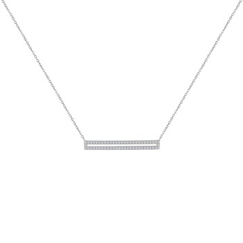 Collier Argent 925 Rhodié Rectangle Ajouré de Strass