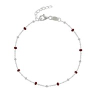 Bracelet Argent 925 Perles Émaillées et Perles Argent 925 - Rouge