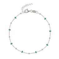 Bracelet Argent 925 Perles Émaillées et Perles Argent 925 - Turquoise
