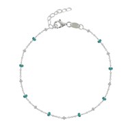 Bracelet Argent Perles Émaillées et Perles Argent - Turquoise